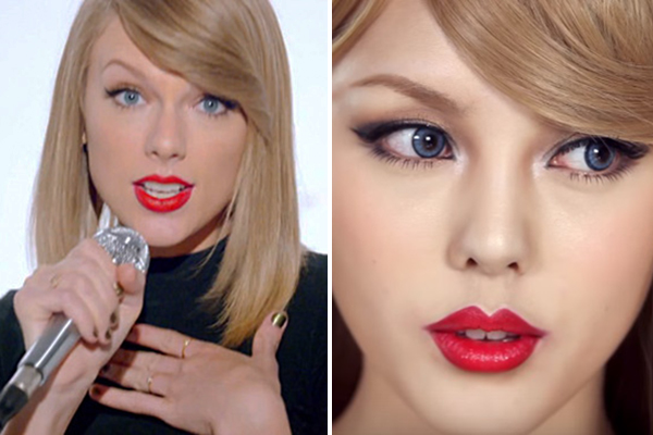 Blogueira coreana usa maquiagem para se transformar na cantora Taylor Swift