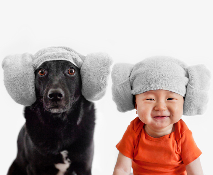 Cadela e bebê japonês