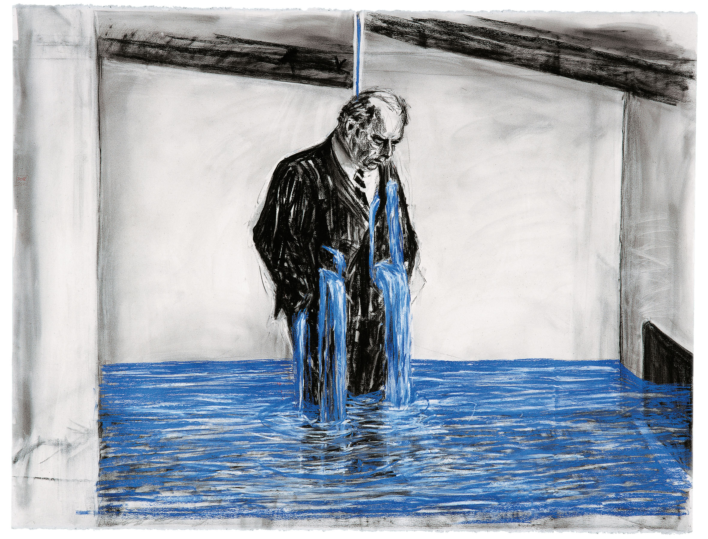 Desenho para o filme Stereoscope (Estereoscópio), 1999, Carvão e pastel sobre papel, 120 x 160 cm, William Kentridge