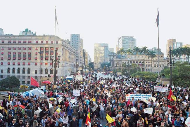 manifestação greve professores