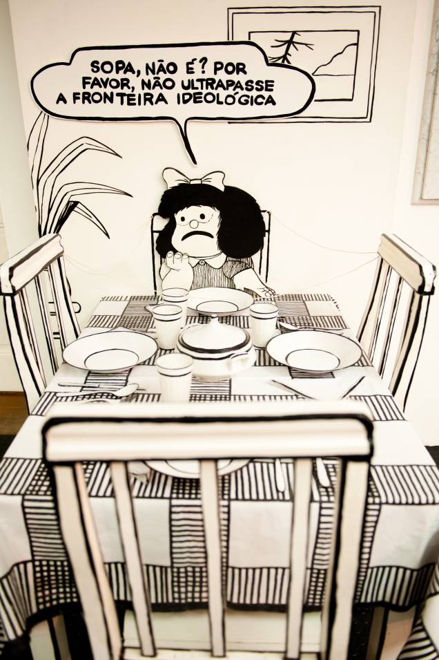 Um dos espaços mais interessantes da exposição apresenta os gostos de Mafalda