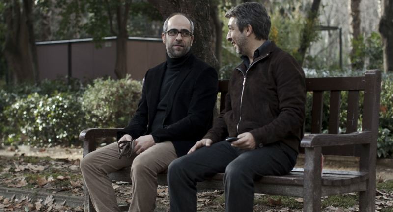 Luis Tosar e Ricardo Darín: bate-papo numa praça