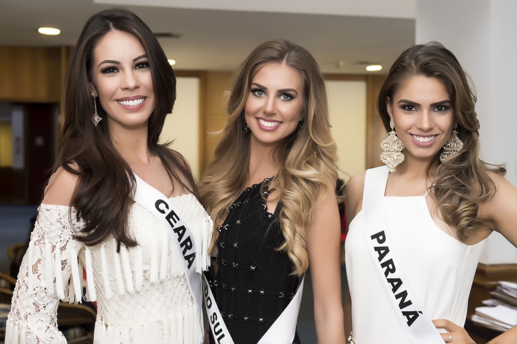Miss Ceará, Arianne Miranda. Miss Rio Grande do Sul, Marthina Brandt; Miss Paraná, Gabriela Gallas (Foto: Lucas Ismael/Band)