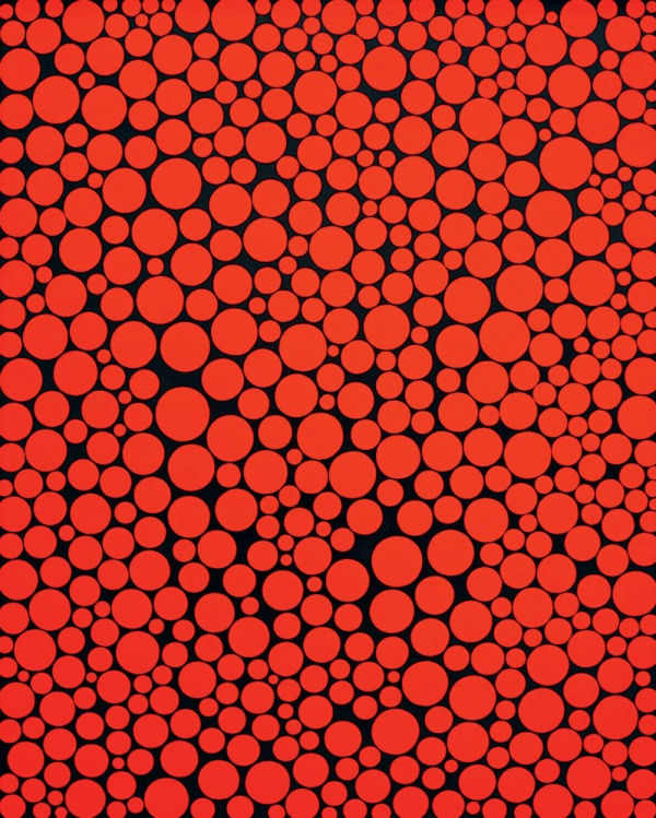 Acrílica de Yayoi Kusama: a tela faz parte da exposição Buzz