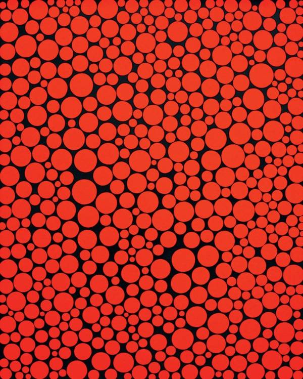 Acrílica de Yayoi Kusama: a tela faz parte da exposição Buzz
