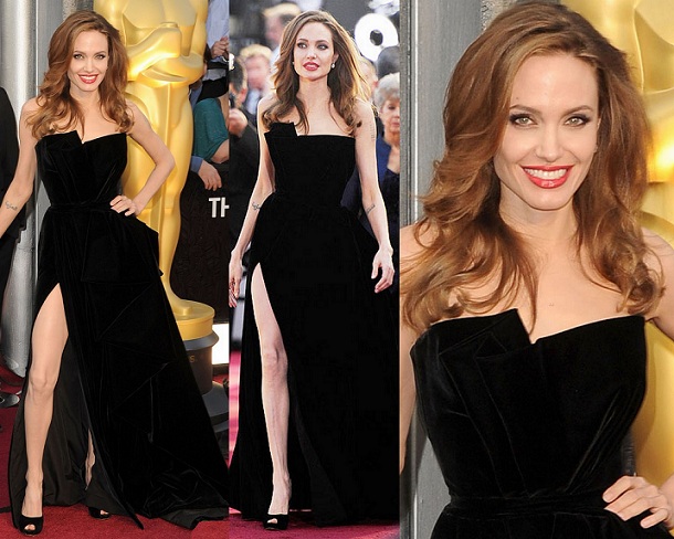 Angelina Jolie veste Atelier Versace no Oscar de 2012 (Foto: Reprodução)