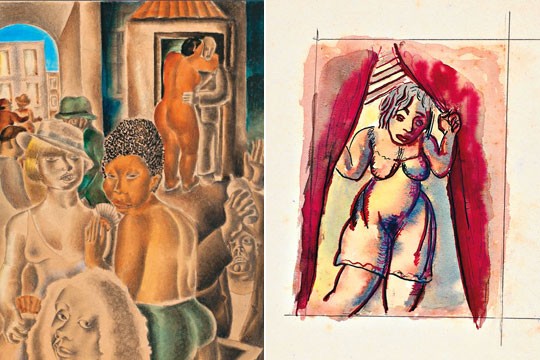 Obras de Di Cavalcanti (à esquerda) e Lasar Segall: abordagens distintas de um mesmo tema