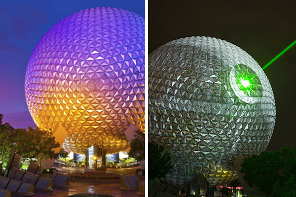 Walt Disney World Resort transforma ícone do parque temático Epcot na Estrela da Morte, de “Star Wars”
