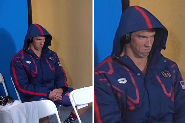 “Careta” do nadador Michael Phelps durante Olimpíada do Rio vira piada na internet