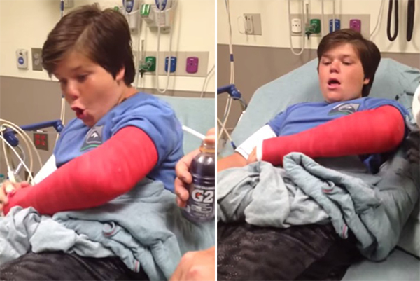 Garoto acorda de anestesia, descobre que está engessado e tem a melhor reação do mundo