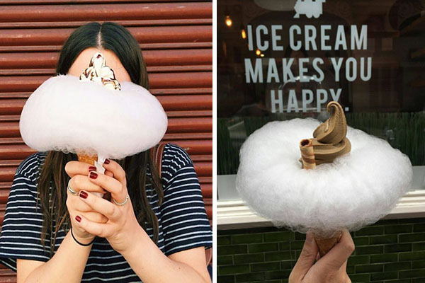 Endereço em Londres cria sobremesa de algodão doce com sorvete e faz sucesso na internet
