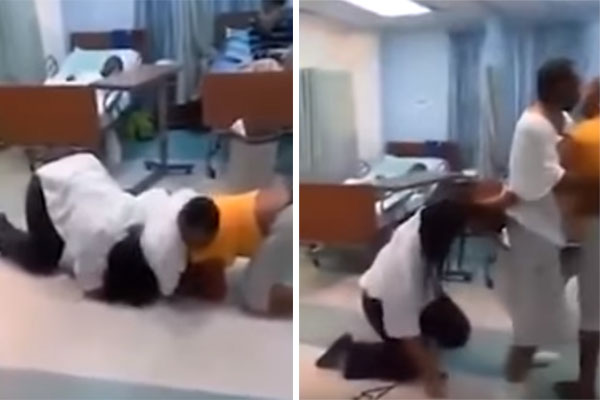 Em vídeo, paciente separa briga entre mulher e amante após visita inesperada ao hospital
