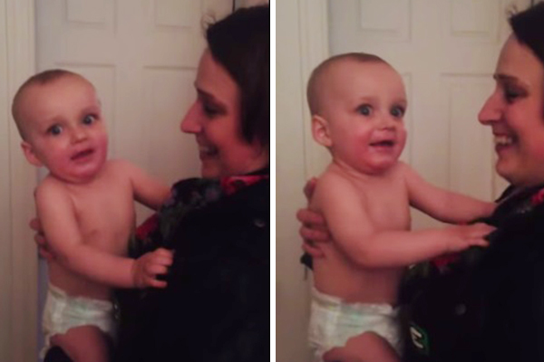 Bebê fica completamente confuso ao conhecer irmã gêmea de sua mãe em vídeo fofo