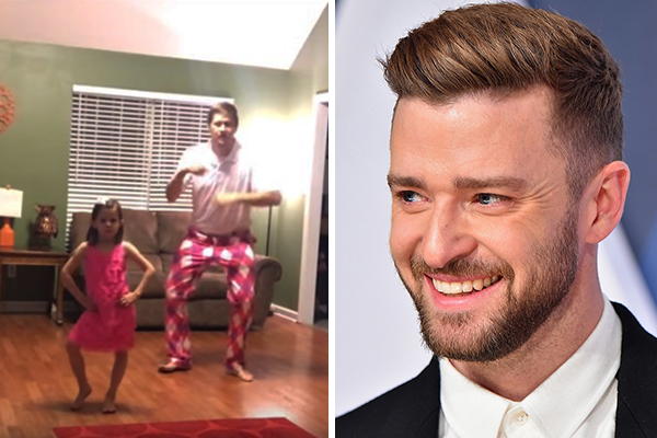 Pai e filha fazem fofa coreografia para a nova música de Justin Timberlake e vídeo faz sucesso na internet 