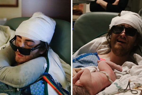 Em vídeo, homem com câncer terminal faz esforço para acompanhar o nascimento do primeiro filho