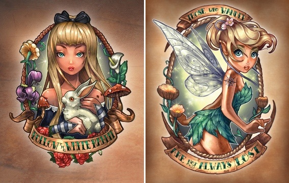 Personagens da Disney são transformadas em pin-ups em ilustrações na internet