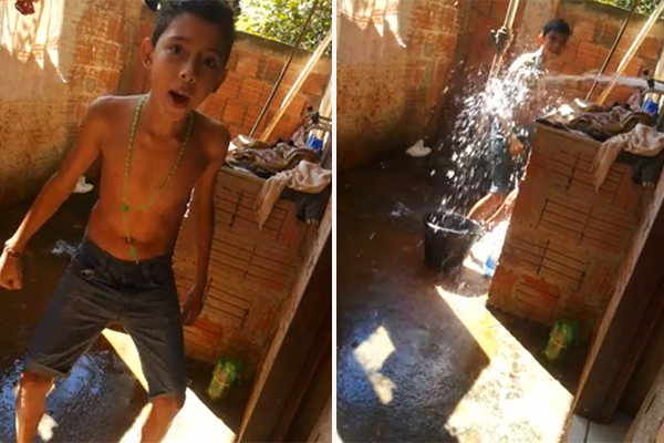 Menino do Acre que “ostenta” água e provoca paulistanos faz sucesso na internet