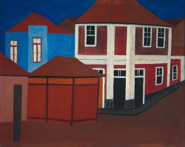 Casas de Itanhaém (1948), de Volpi: a têmpera sobre tela integra a mostra Alfredo, Eleonore, Fang e Mira: Aspectos da Pintura na Coleção Theon Spanudis