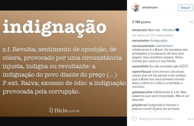 Ana Hickmann indignada