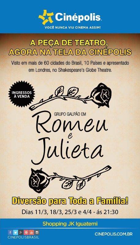 Romeu e Julieta - Grupo Galpão: o amor impossível entre dois jovens de famílias rivais