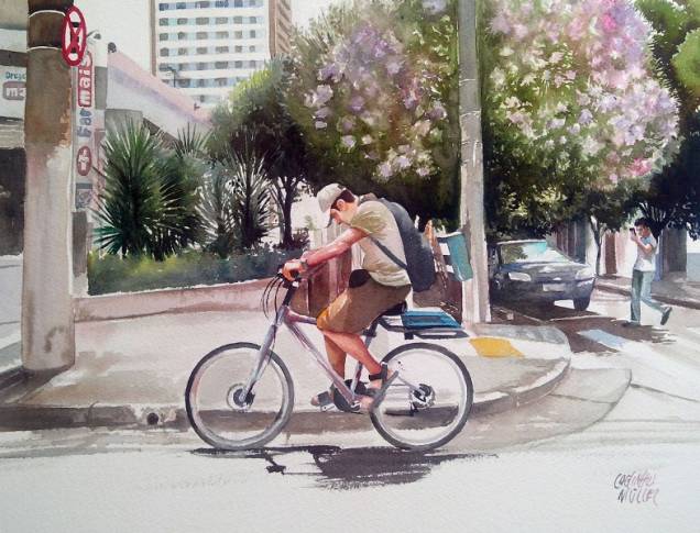 Ciclista na avenida Paes de Barros Ciclista na avenida Paes de Barros