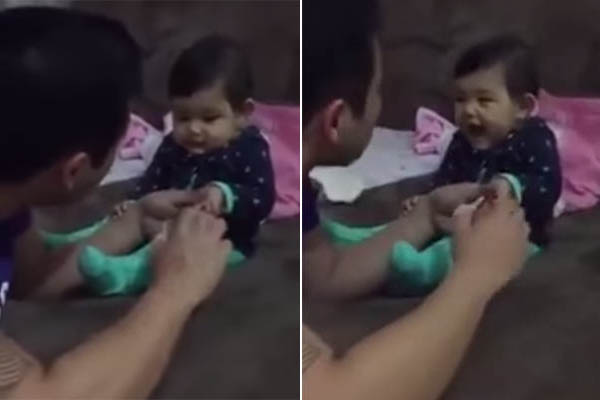 Bebê encontrou uma maneira adorável de dar sustos no pai