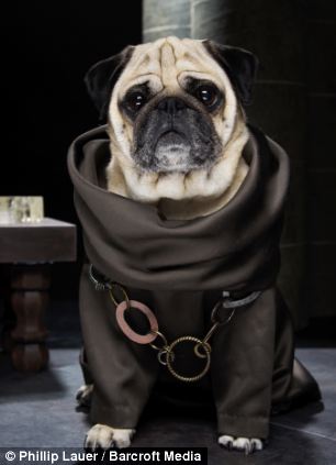 Blue dressed as Grand Maester Luwin at Winterfell