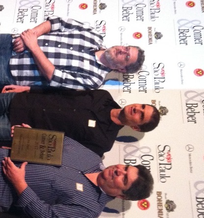 O então trio de sócios durante a premiação do "Comer & Beber" em 2012 (Foto: arquivo pessoal)
