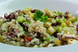 Risoto de abobrinha com cogumelos e carne seca, do Café Au Lait