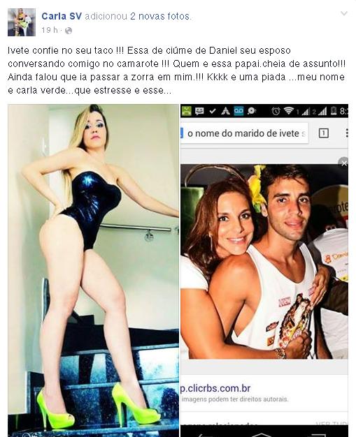 Carla SV: perfil no Facebook foi usado para rebater vídeo de Ivete (Reprodução/Facebook)