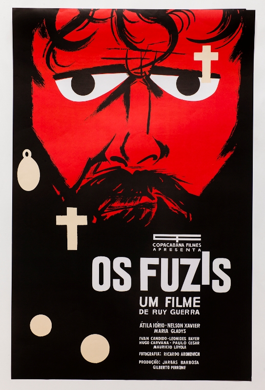 Cartaz do filme Os Fuzis (1963), de Ruy Guerra, com ilustração de Ziraldo