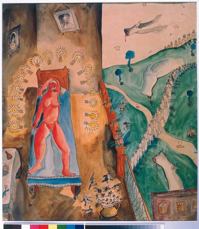 A aquarela de Cícero Dias pode ser vista na coletiva Poéticas do Mangue