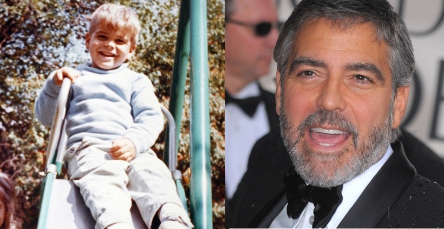 George Clooney já fazia carinha de sapeca no escorregador