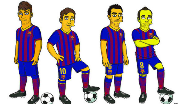 Craques do Barcelona viram personagens da série 'Os Simpsons'