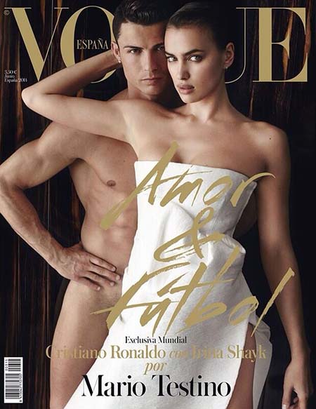 Cristiano Ronaldo posa nu para capa da revista “Vogue”, ao lado da namorada Irina Shayk