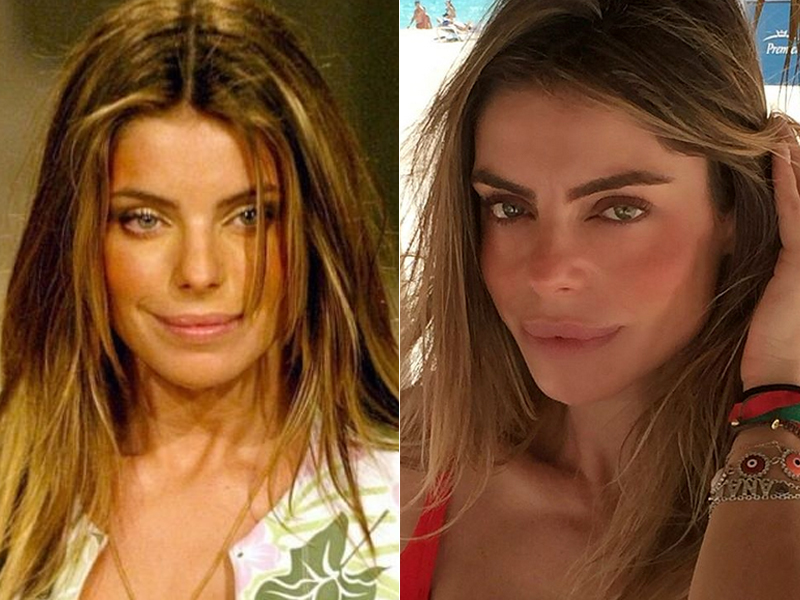 Antes e depois: clique de Daniella Cicarelli em 2004 e em postagem recente em seu Instagram: a boca não é mais a mesma...