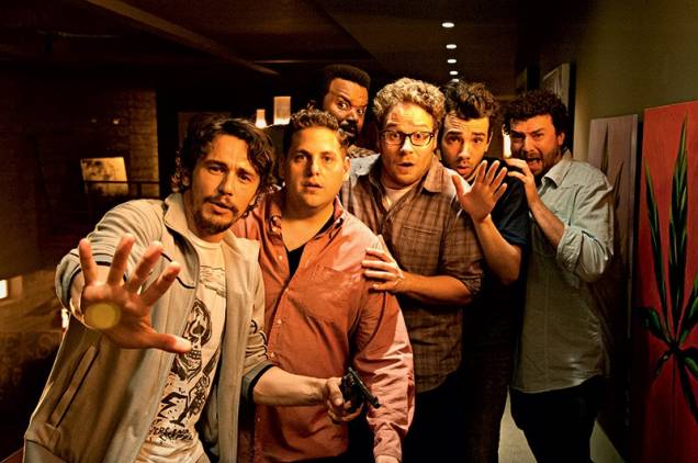 É o Fim: Franco, Hill, Robinson, Rogen, Baruchel e McBride, humor afiado