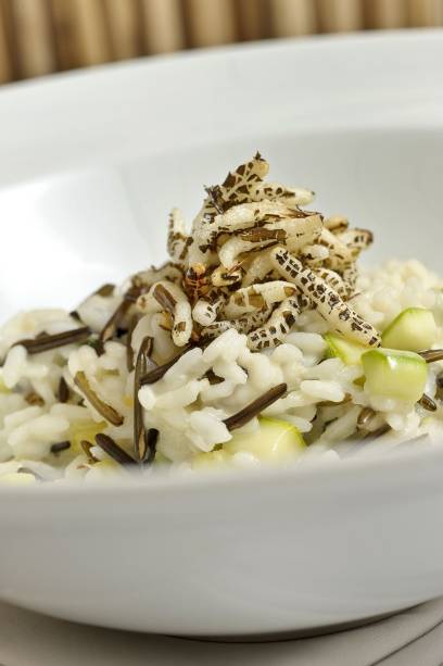 Dois Cozinh: Risoto de abobrinha e hortelã com mascarpone e pipoca de arroz selvagem