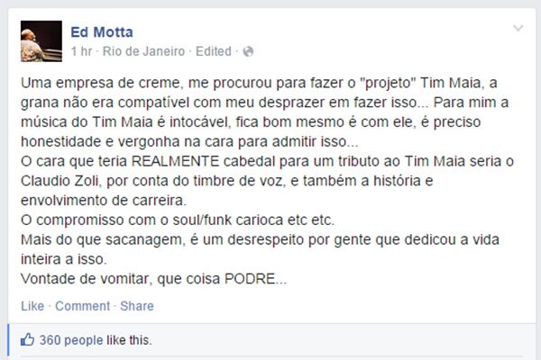 Ed Motta critica projeto com Ivete Sangalo e Criolo para homenagear Tim Maia: “Coisa podre”
