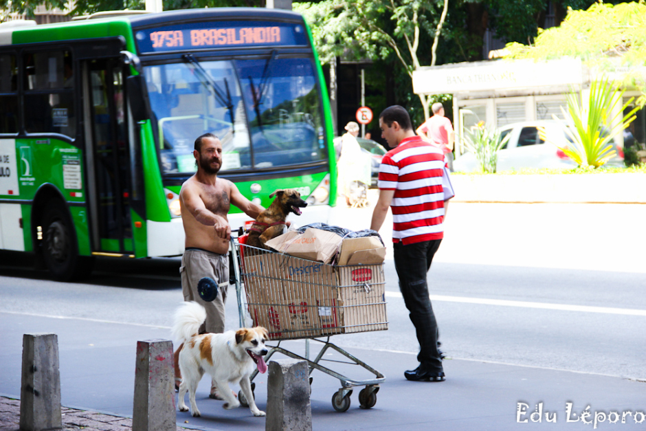 Morador de rua e seu cachorro