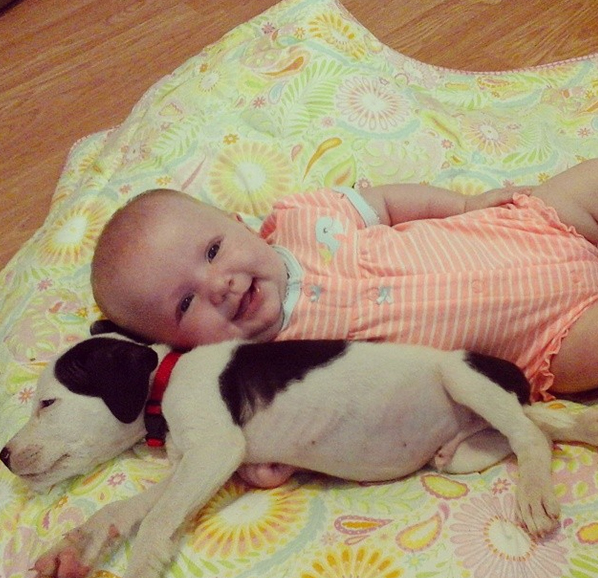 A amizade da bebê Eisleigh e o filhote Clyde faz sucesso na web