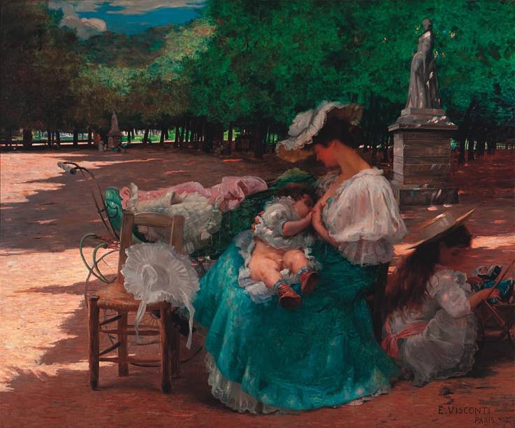 Maternidade, de 1906: óleo, que acaba de ser restaurado, retrata mãe burguesa em parque parisiense