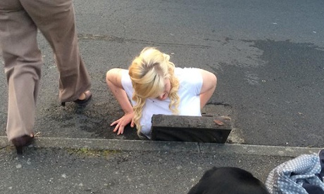 Girl stuck in drain