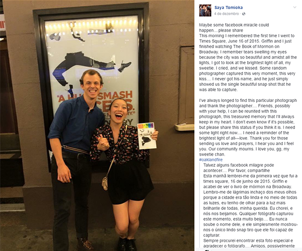 Mulher faz apelo no Facebook e encontra foto de namorado morto clicada por desconhecido