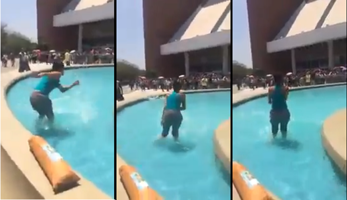 Ao descobrir que ingressos acabaram, fã de Justin Bieber entra em desespero e invade chafariz do Citibank Hall