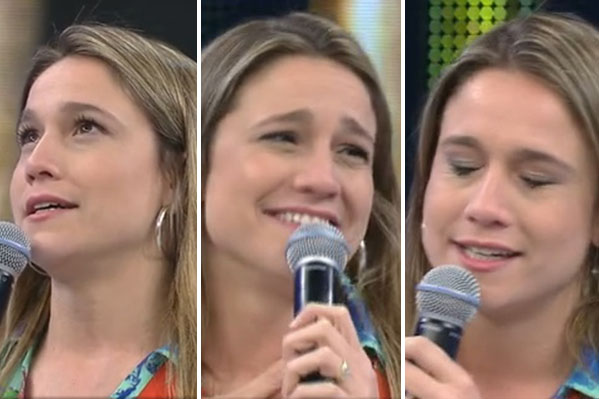 Fã da dupla Sandy & Junior, Fernanda Gentil recebe ligação surpresa de Junior Lima no ‘Domingão do Faustão’