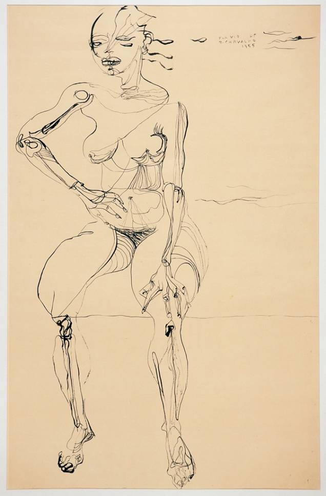 O nanquim Retrato de Mulher foi realizado pelo artista em 1966
