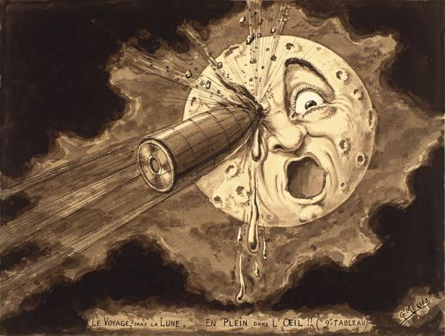 Desenho feito para filme "Viagem à Lua": a mostra sobre Georges Méliès ocupa dois andares do MIS
