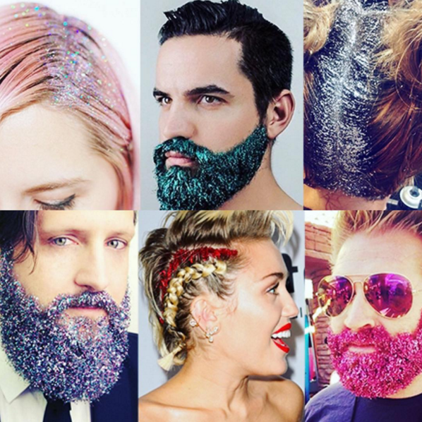 O brilho do glitter pode ser usado na raiz dos cabelos, na barba e agora nos pelos das axilas (Foto: Reprodução/Instagram)
