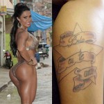 Gracyanne Barbosa não aprendeu com os erros do namorado e resolveu homenageá-lo com uma ~~belíssima~~ tatuagem. #inspiração